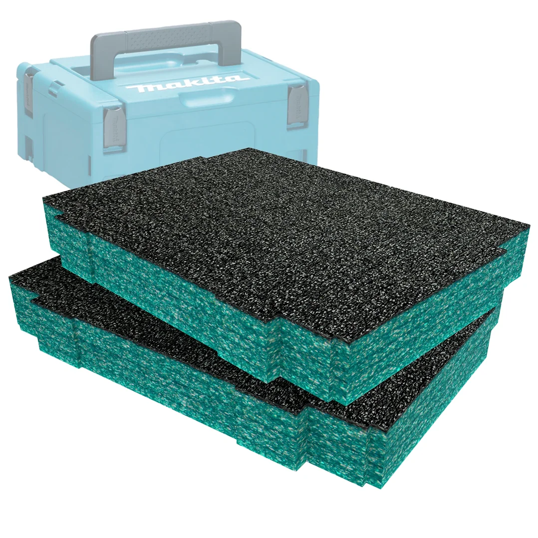 Miếng xốp foam định hình màu tương phản đặt vừa khít trong lòng hộp nhựa Makita Makpac