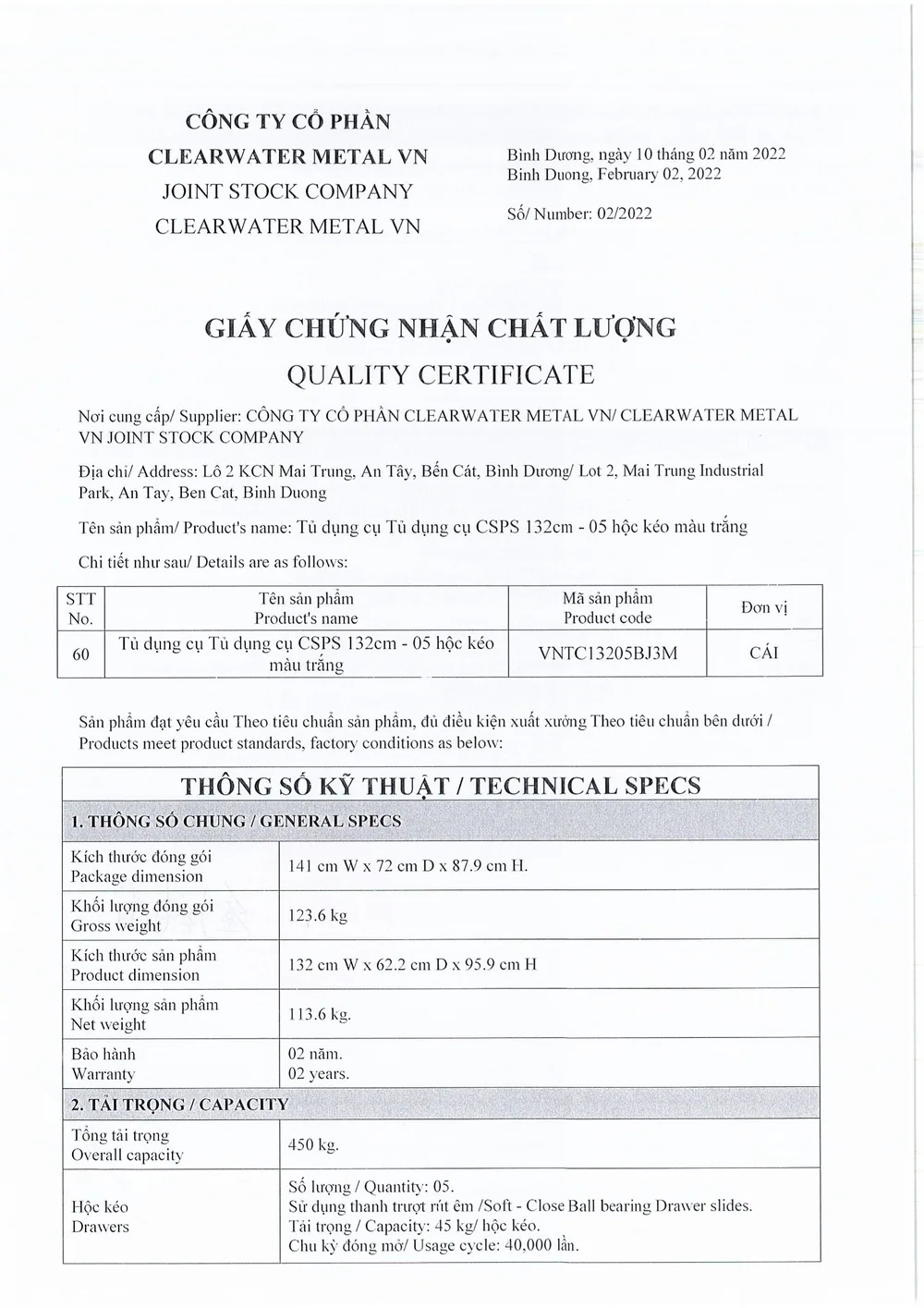 Hộc kéo tủ CSPS 132cm với khay foam custom gọn gàng chuẩn 5S